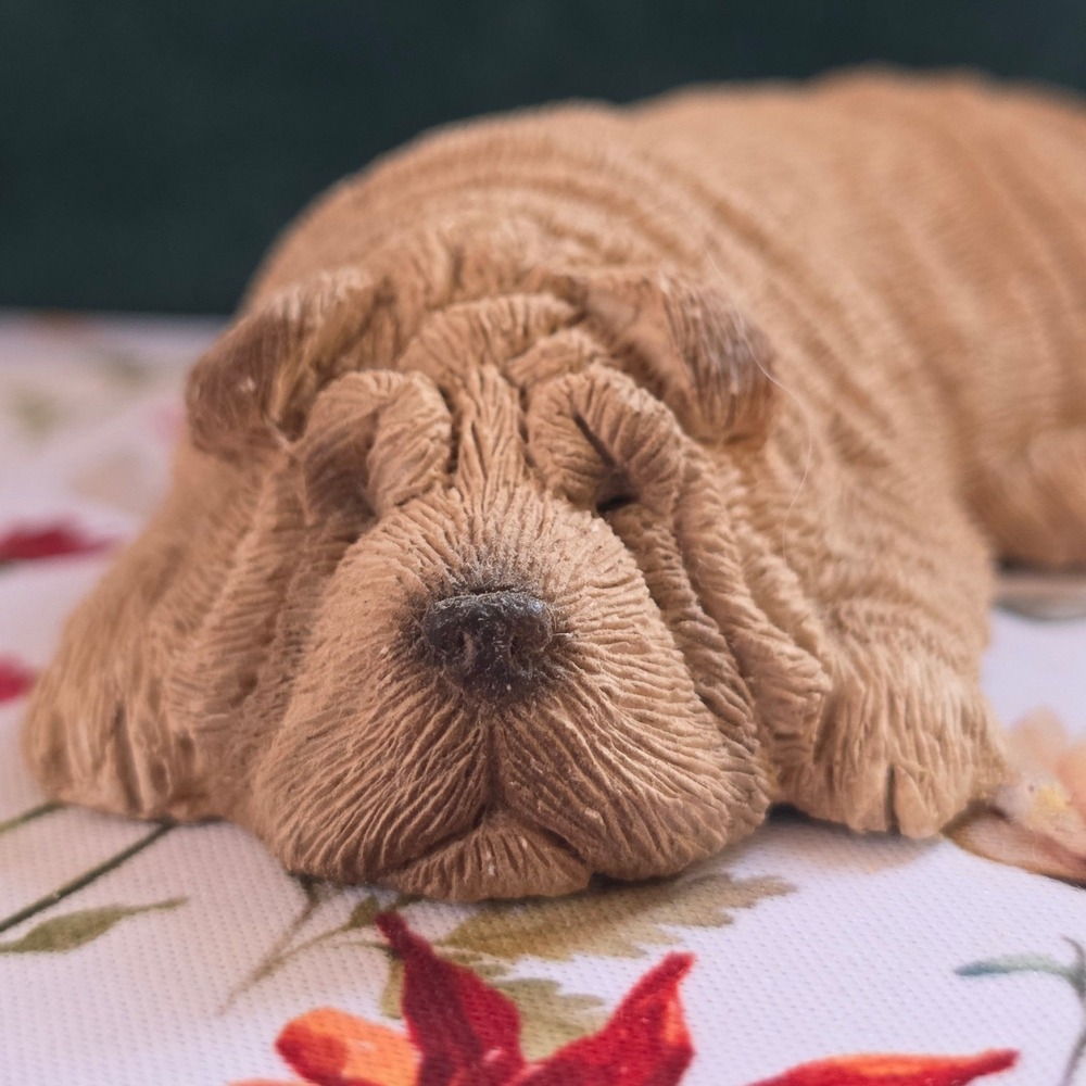 Sandicast Shar-Pei Figurine Small Tan Excellent S26 Wrinkles